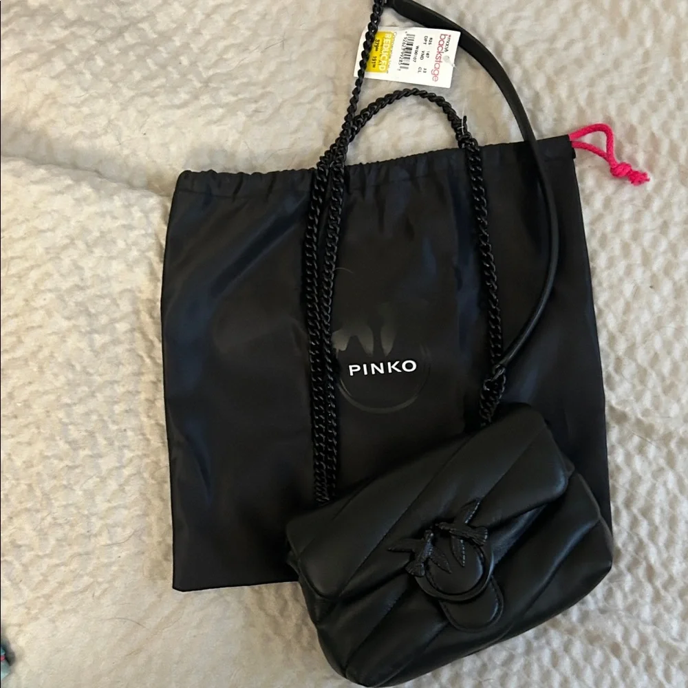 Pinko Black Crossbody Bag with Black Chain Strap - Picture 1 of 8